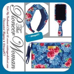 🦋 New Pioneer Woman Beauty Gift Set - Headband, Hairbrush and Makeup Bag